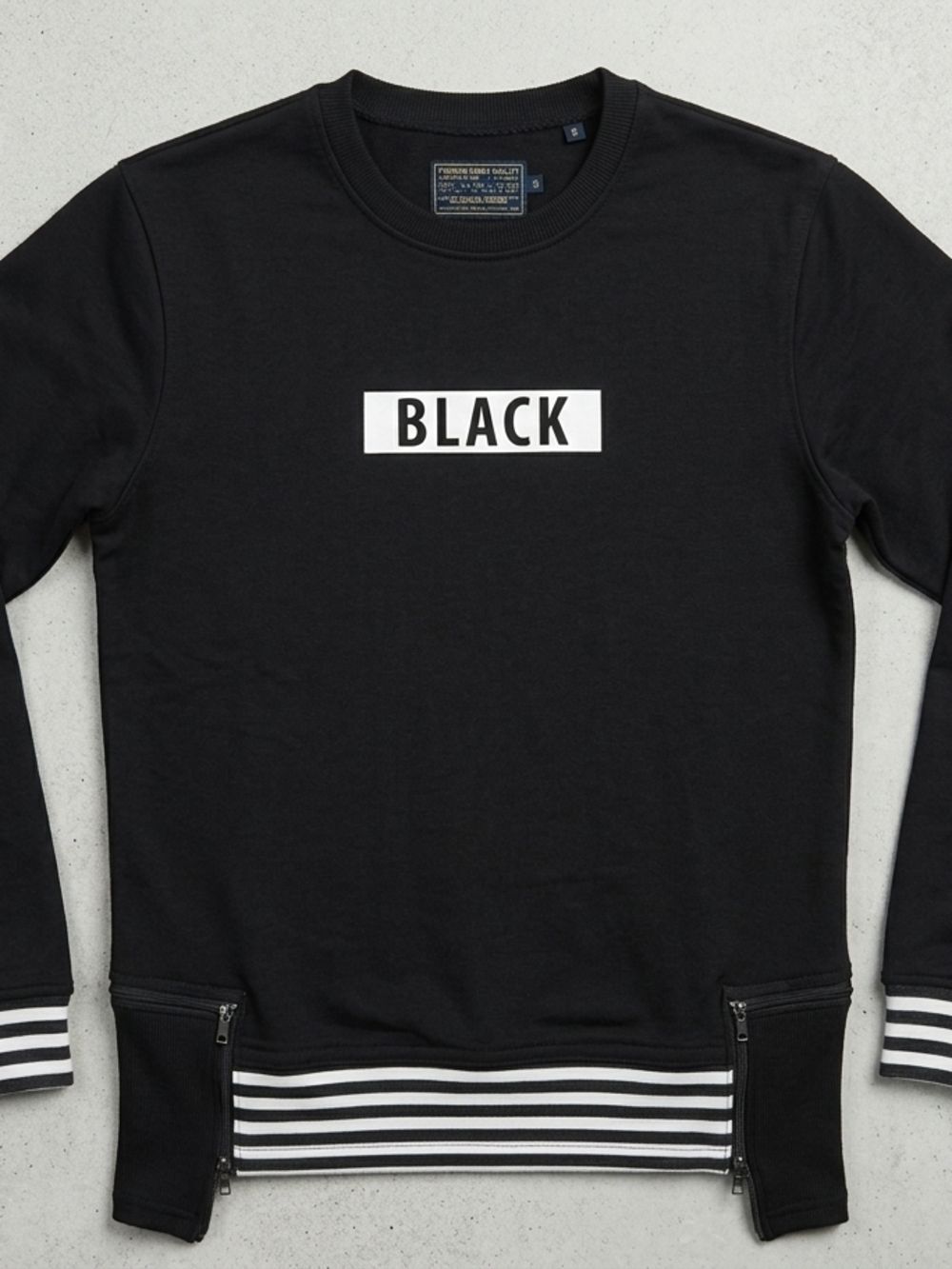 Bleecker & Mercer mens "BLACK" graphic layered Sweatshirt removable detail Small
